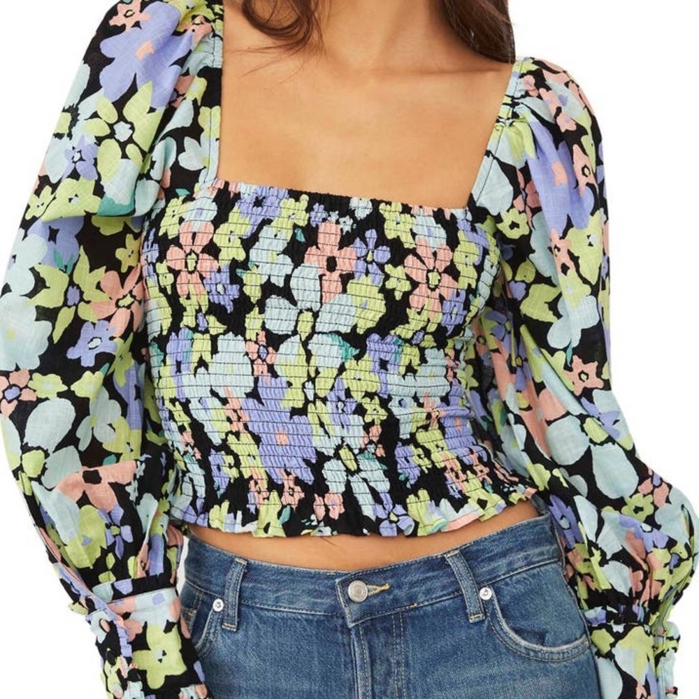 Free People Ariana Smocked Elastic Top